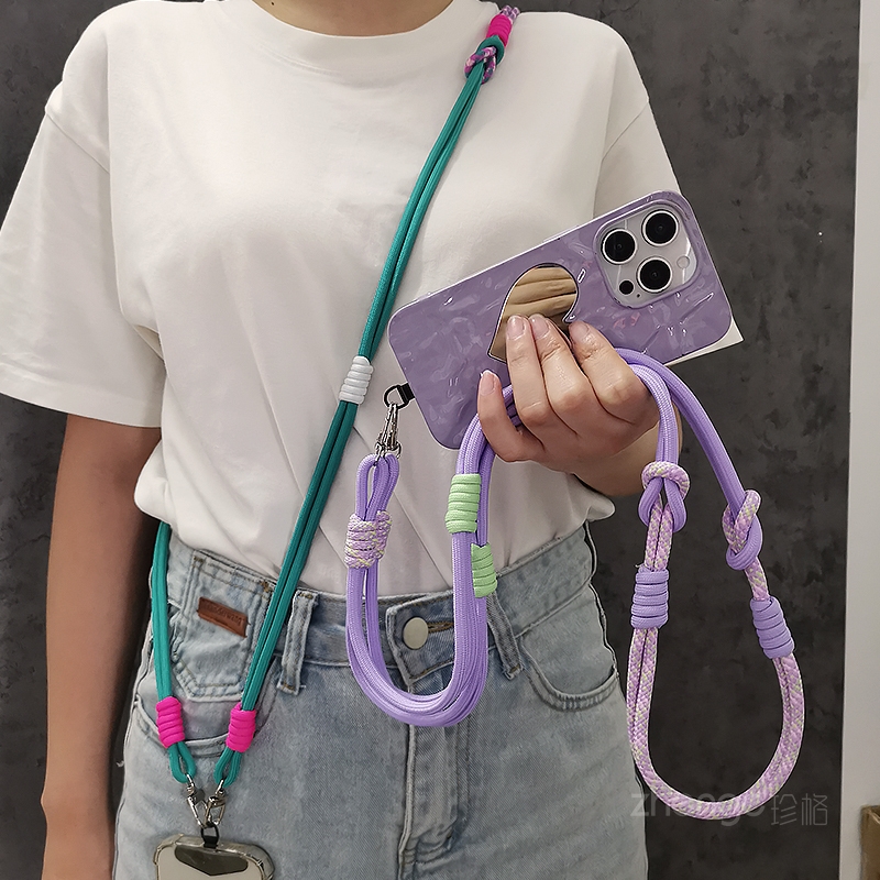 Crossbody Lanyard Neck Strap Case - Cordón para teléfono móvil, correa tejida